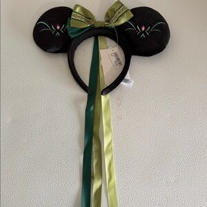 Frozen Anna Black Mouse Ears Headband with Green Bow